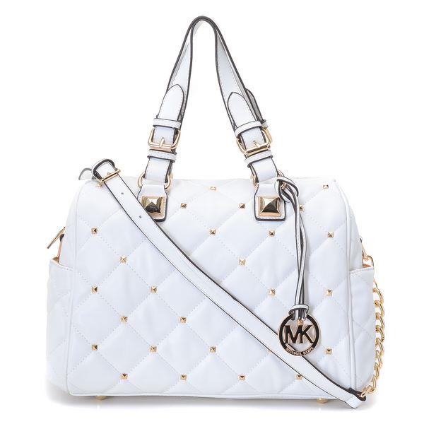 michael kors stud quilted satchel hvit Salg Ingen Skatt ifv2t